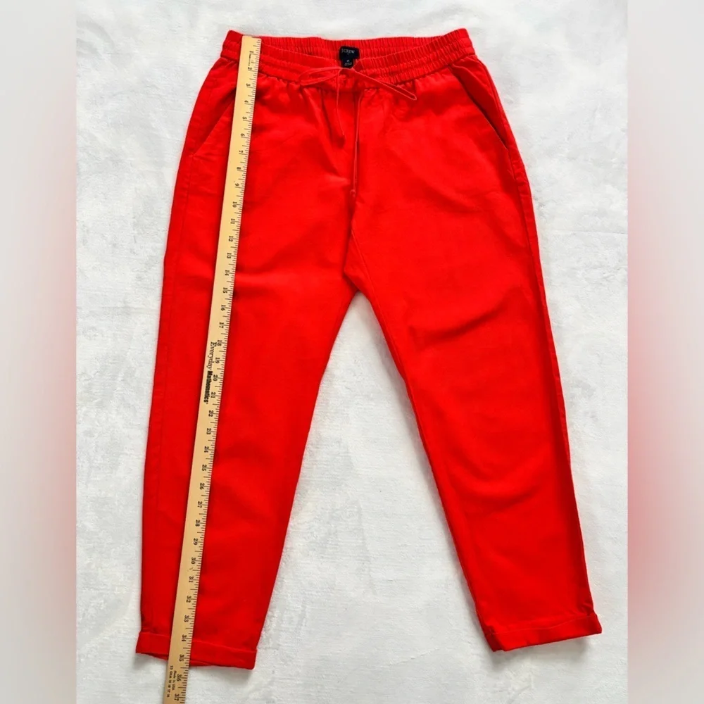 J.Crew Pants Orange Straight Leg Elastic Waist Drawstring Linen Size 6